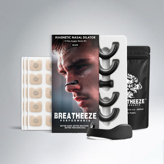 Breatheeze Magnetic Nasal Strips Black – reusable adjustable nasal dilator for sport and sleep