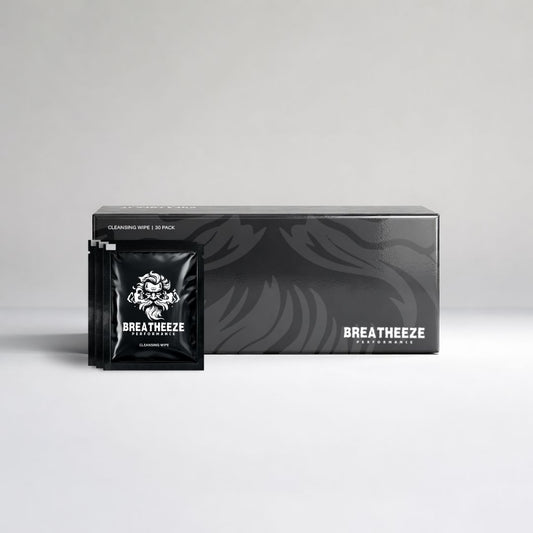 Breatheeze Cleansing Wipes 30 Pack – pre and post workout face wipes for skin prep and nasal strip adhesion