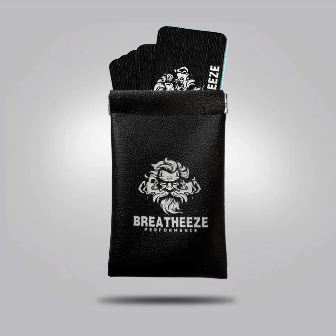 Breatheeze nasal strip and mouth tape travel pouch – leather carry case for performance breathing tools