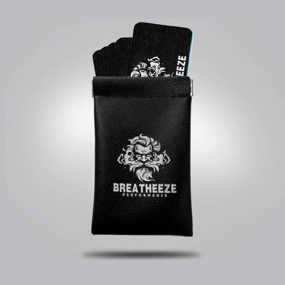 Breatheeze nasal strip and mouth tape travel pouch – leather carry case for performance breathing tools