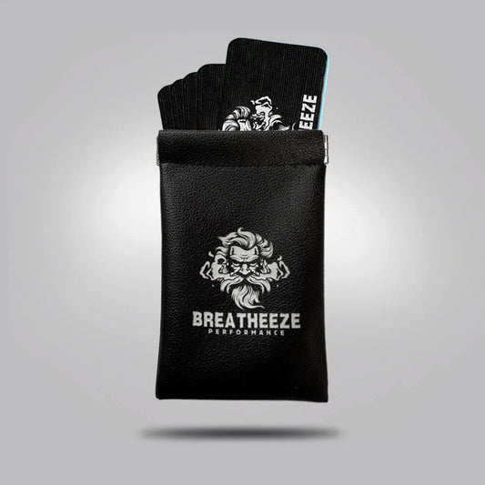 Breatheeze nasal strip and mouth tape travel pouch – leather carry case for performance breathing tools
