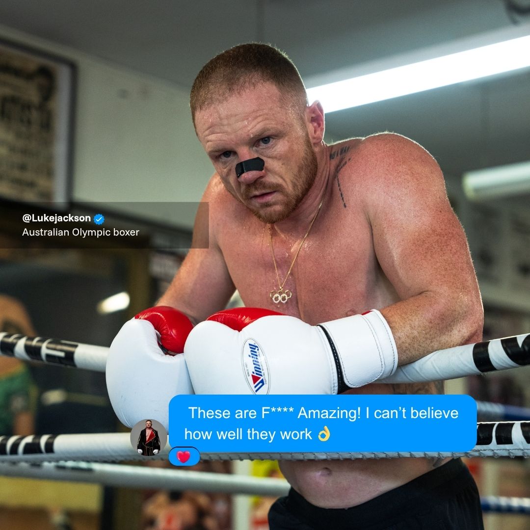 Breatheeze nasal strips worn by boxer Luke Jackson – breathing performance for combat sport
