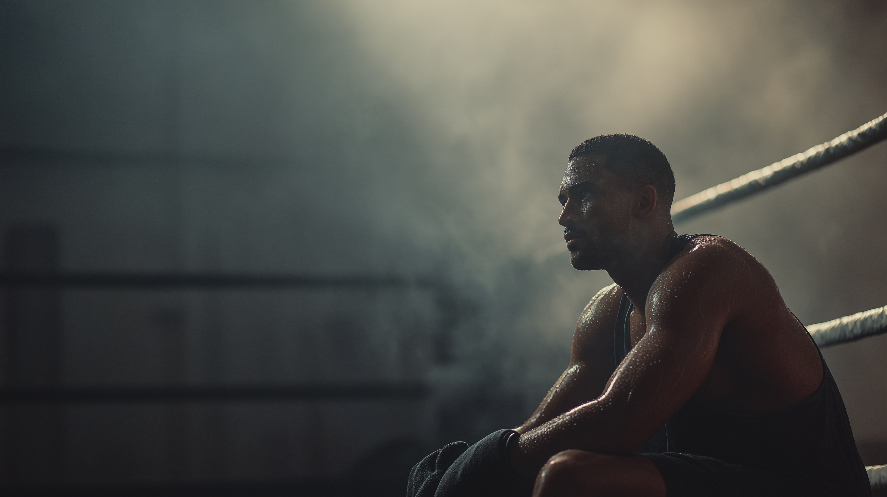 Breatheeze Performance nasal strips packaging displayed on a dark matte gym surface beside a towel and water bottle, representing strength and endurance.